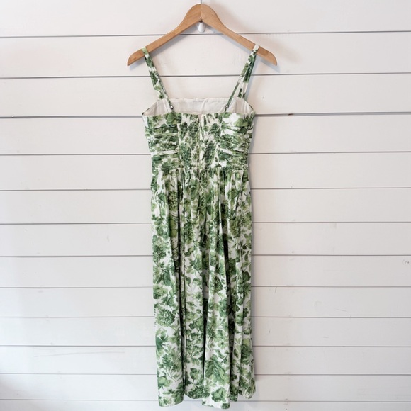 Abercrombie & Fitch | Emerson Poplin Wide Strap Midi Dress green floral Small - Picture 3 of 11
